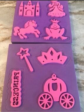 Kids Princess Shape Stamp Set - Pink on Purple